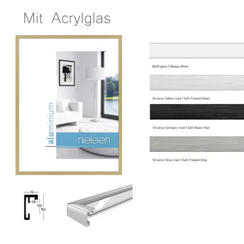 Nielsen Aluminium Bilderrahmen C2 mit Acrylglas