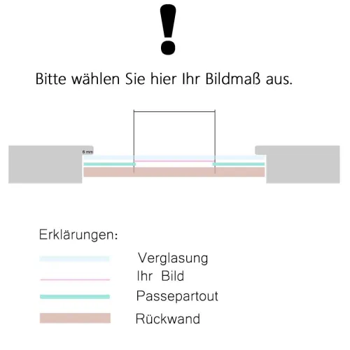 Aluminium Bilderrahmen für Meisterbrief mit Passepartout