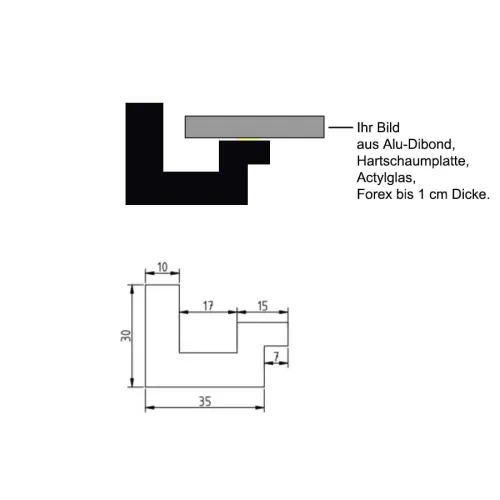 Bilderrahmen für Malplatte, Alu-Dibond- und Hartschaumplatte